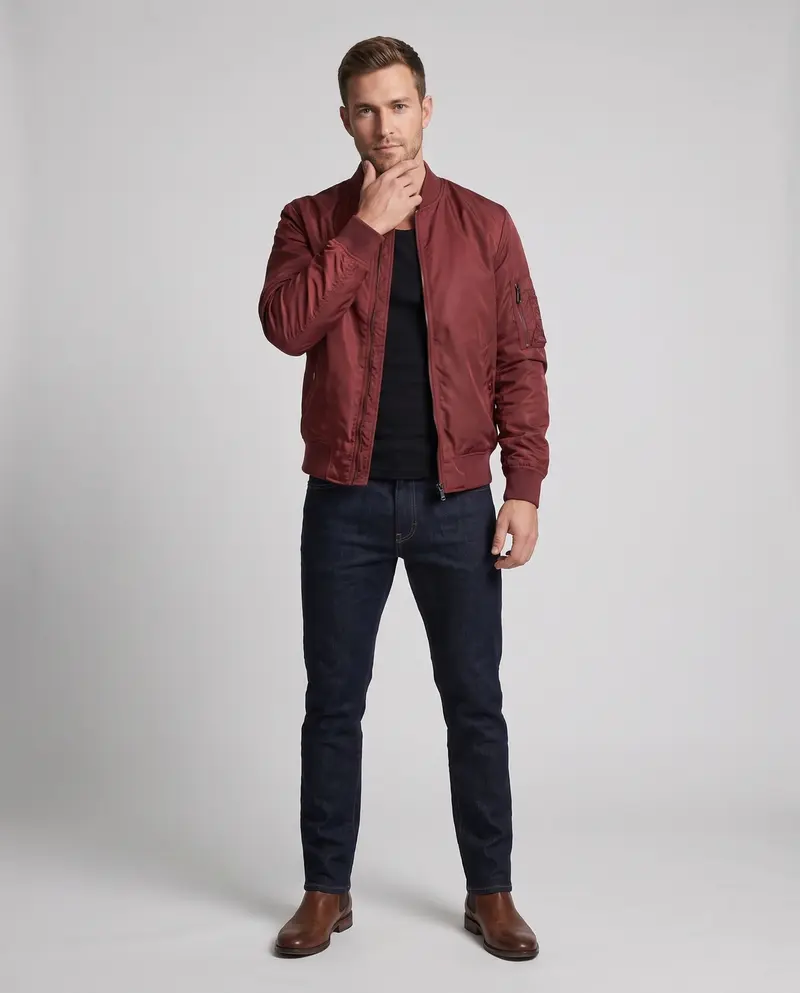 Herren isolierte Nylon Bomberjacke mit Utility-Tasche am Ärmel und gerippten Bündchen Drune