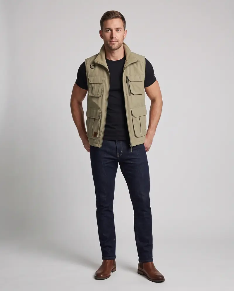 Herren isolierte Utility-Weste mit warmem Fleece-Futter und multifunktionalen Taschen Drune
