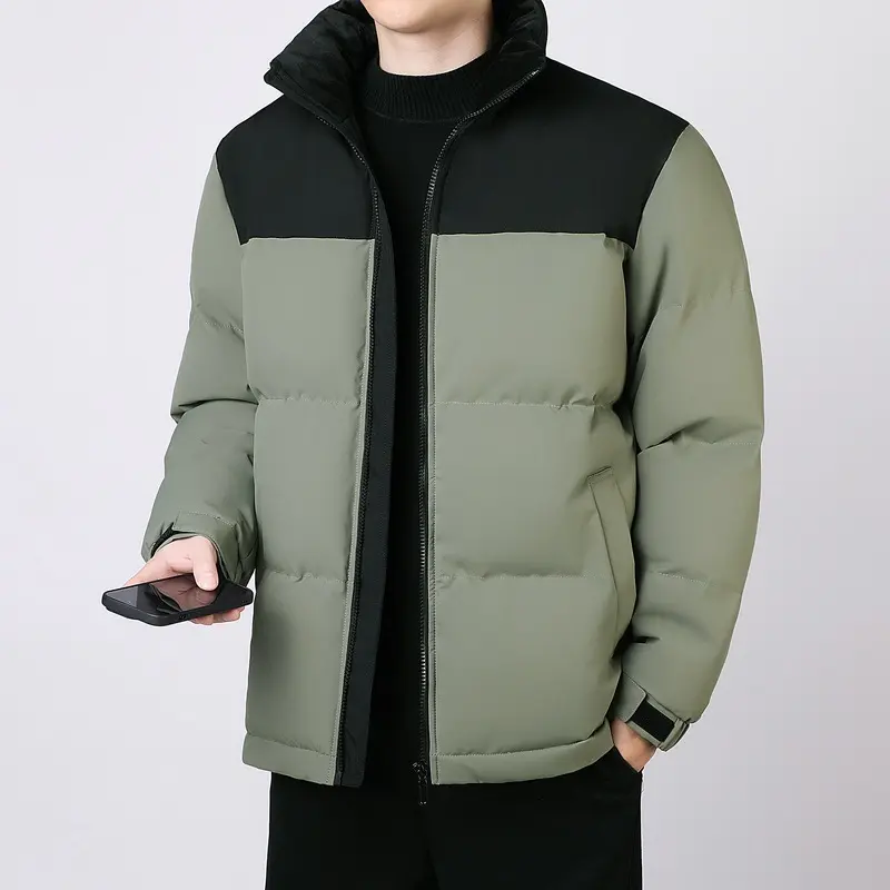 Herren Isolierte Winter-Steppjacke mit geometrischer Ton-in-Ton‑Steppung und hohem Stehkragen Drune