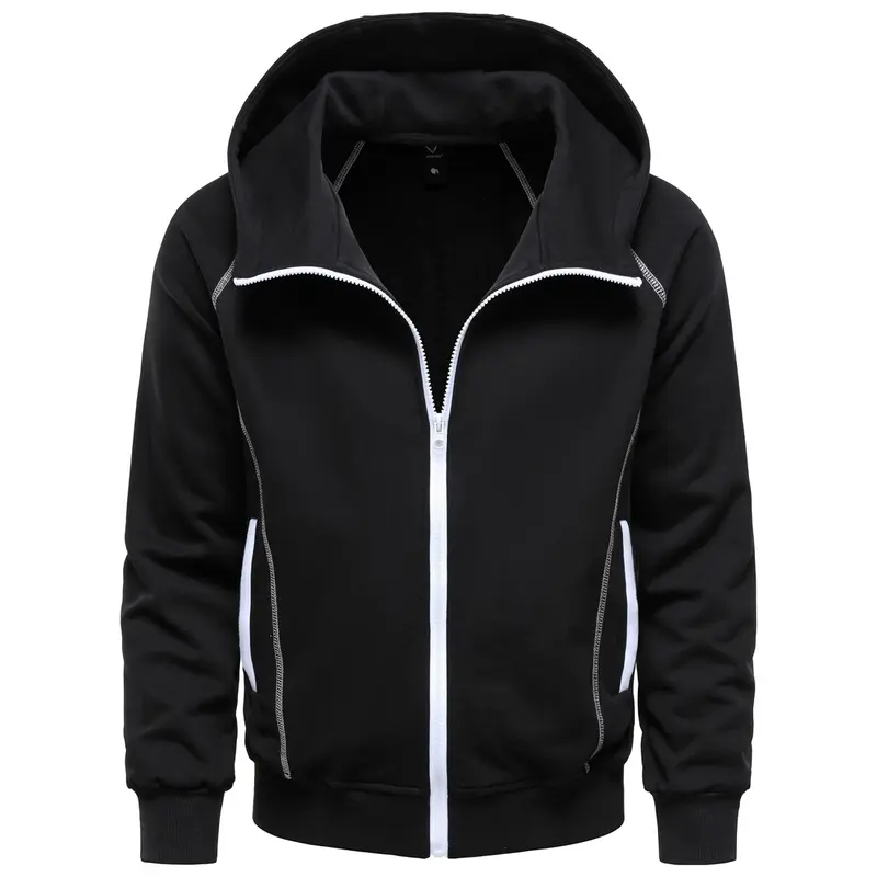 Herren Kapuzen-Zipjacke im sportlichen Raglanstil mit Kontrastnähten und gerippten Bündchen Drune