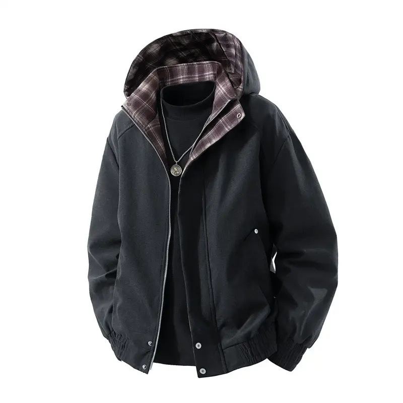 Herren Kapuzenjacke mit Karo-Futter Drune