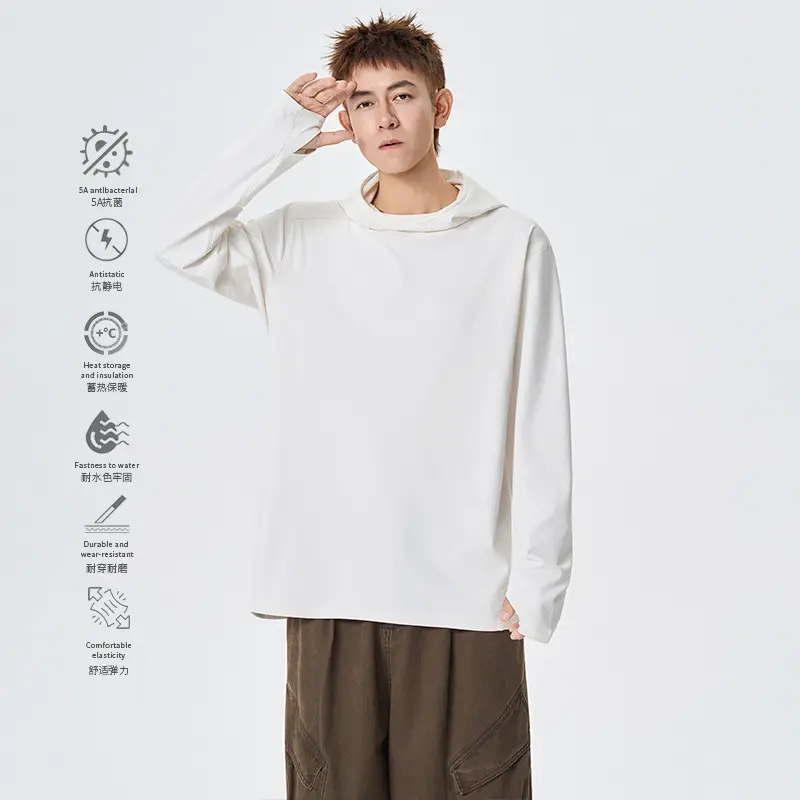 Herren Kapuzenpullover mit hohem Schalkragen aus technischem Stretchjersey Drune