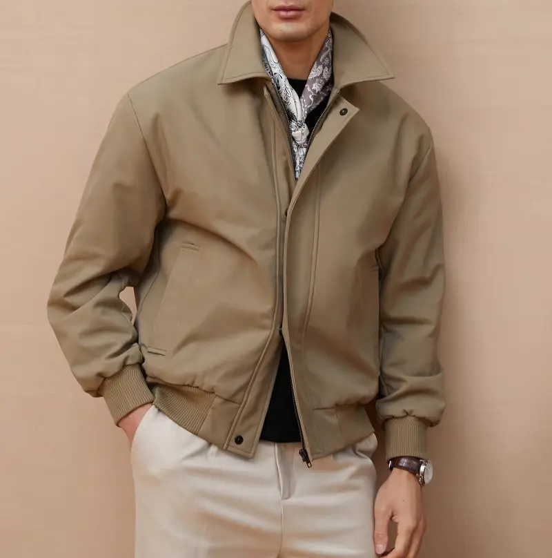 Herren klassische Harrington-Jacke mit Reißverschluss und Rippbündchen Drune