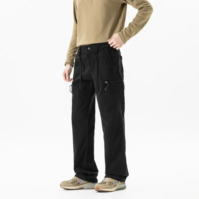 Herren Komfort-Canvas-Cargo-Hose mit elastischem Tunnelzugbund, Kniepaneelen und Multifachtaschen Drune