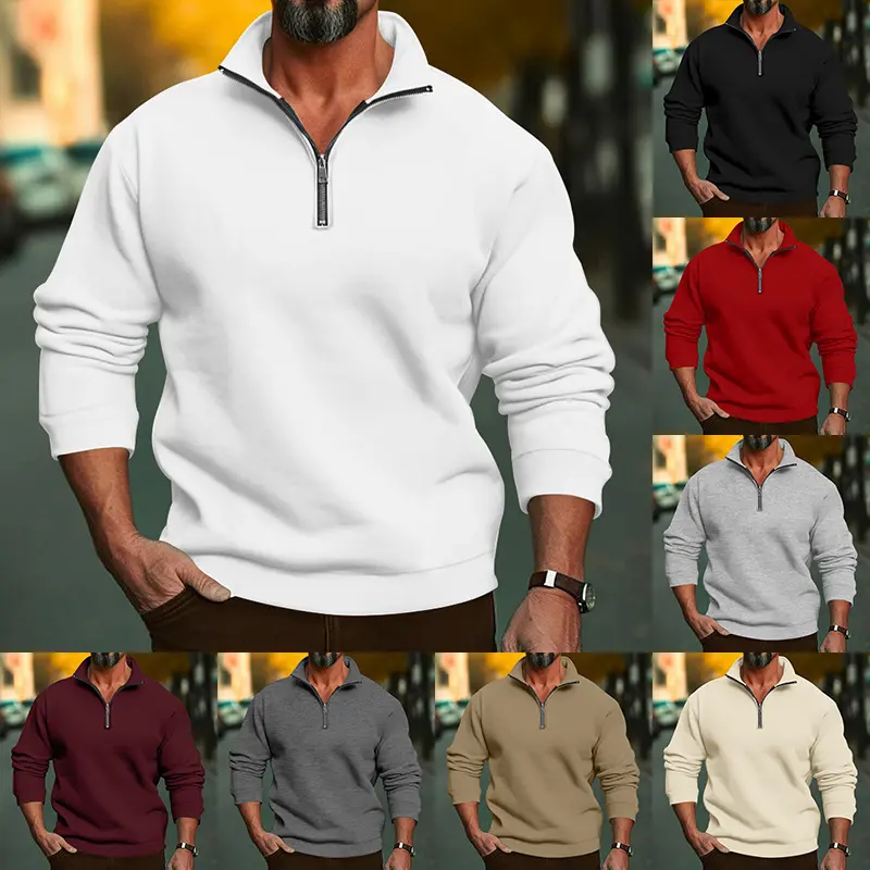 Herren Komfort-Halbzip-Sweatshirt aus French-Terry mit Stehkragen Drune