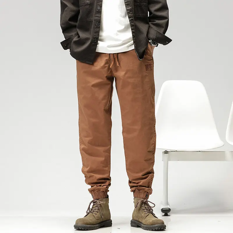 Herren Konisch geschnittene Utility-Joggerhose aus Baumwoll-Twill mit elastischem Bund und Kordelzug Drune