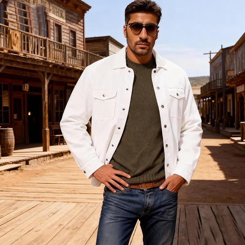 Herren Kordhemdjacke im Westernstil mit aufgesetzten Brusttaschen Drune