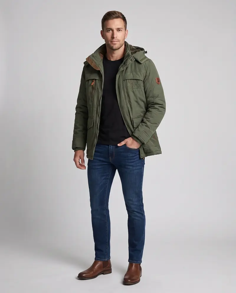 Herren kurz gepolsterte Field Blouson mit gesteppter thermischer Fütterung und Klapptaschen Drune