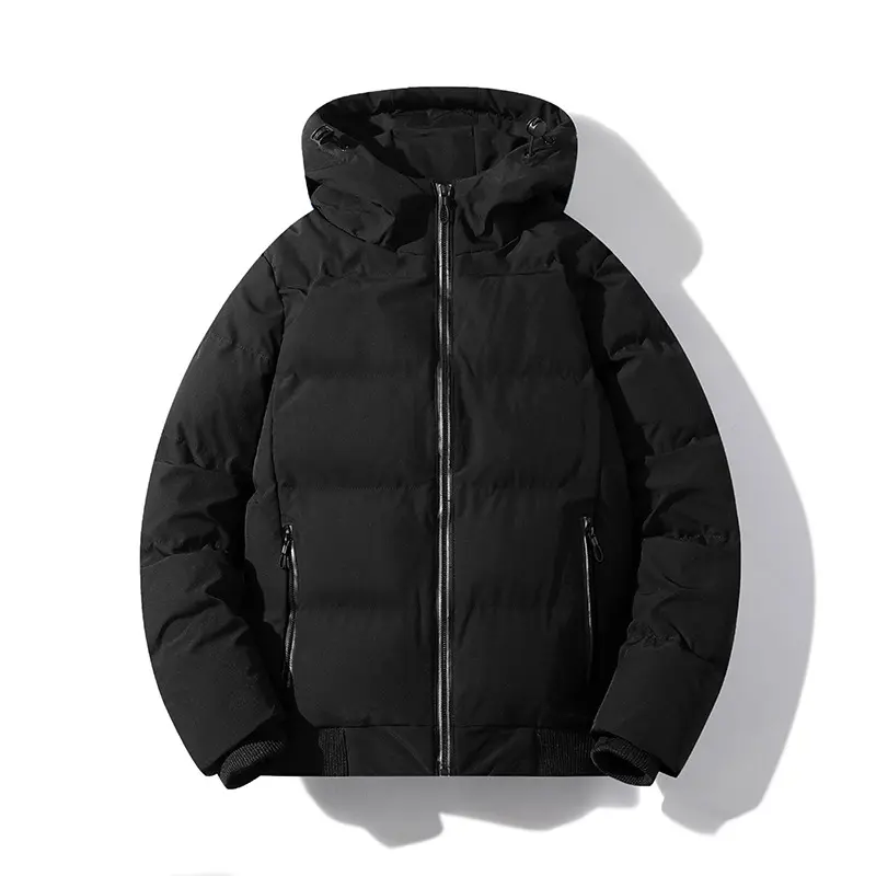 Herren Kurze Thermo-Steppjacke mit Kapuze, mattierter Oberfläche & Kontrastreißverschlüssen Drune