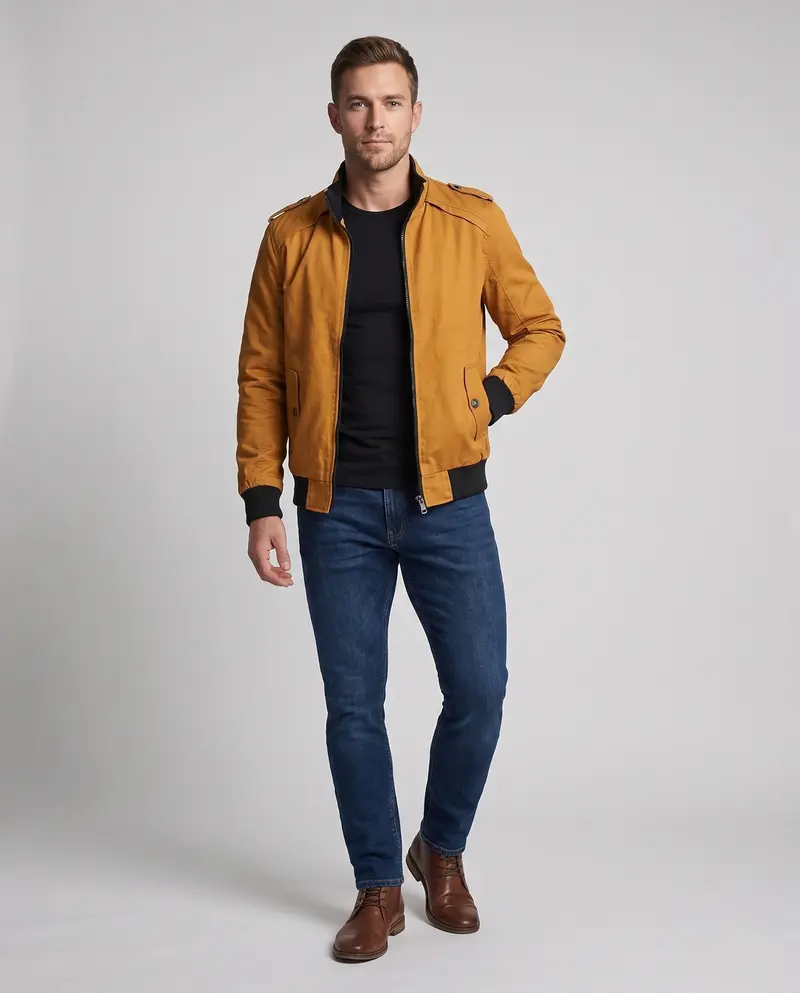 Herren Kurzjacke im Aviator-Look mit thermo Teddy-Futter und Schulterpaspel Drune