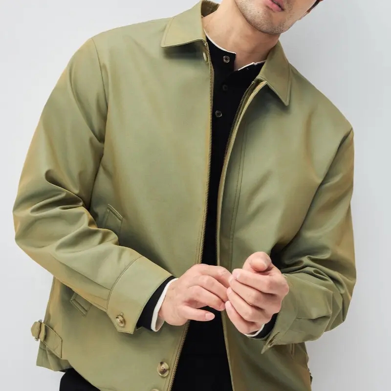 Herren Kurzjacke im modernen Harrington‑Stil mit Stehkragen und verdecktem Reißverschluss Drune