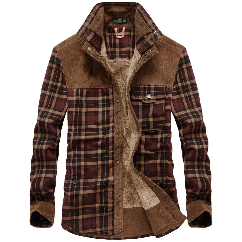 Herren Kuschelige Flanelljacke mit Teddyfutter Drune