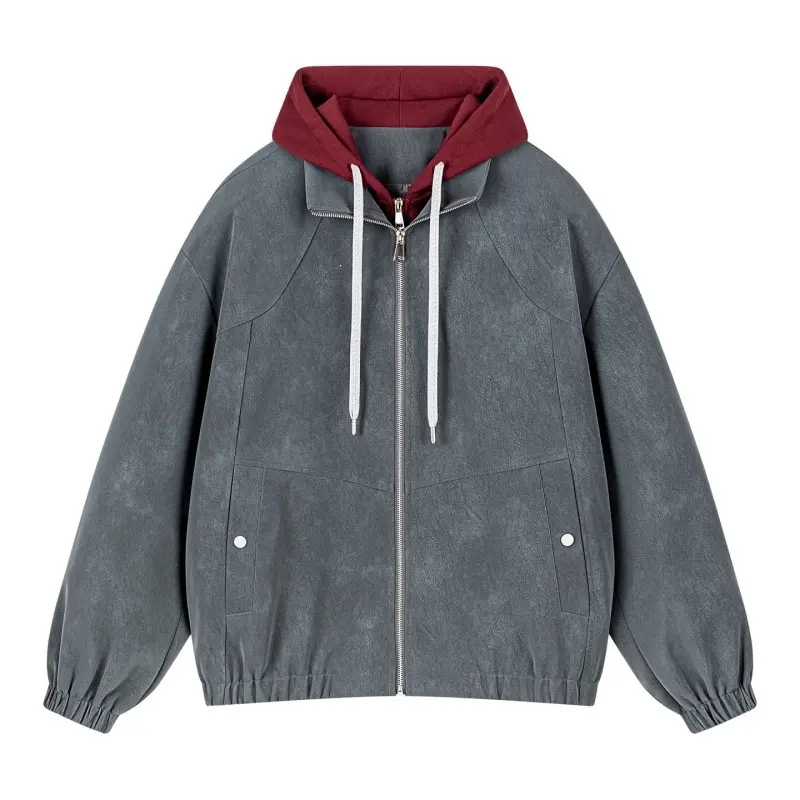 Herren Lagenlook Bomberjacke mit integrierter Kapuze, elastischem Saum & Druckknopf‑Taschen Drune