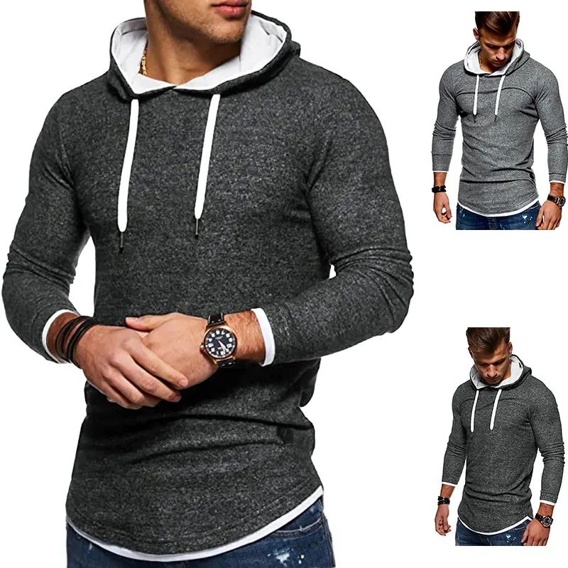 Herren Lang geschnittener Kapuzenpullover mit Lagenoptik und Raglanärmeln Drune