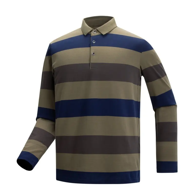 Herren Langarm-Polo-Shirt mit Streifen Drune