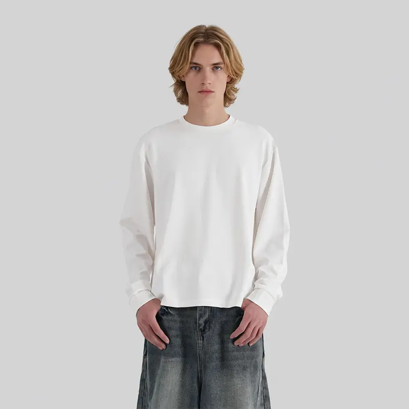 Herren Langarm-Shirt aus feiner Rippstruktur mit Rundhalsausschnitt Drune