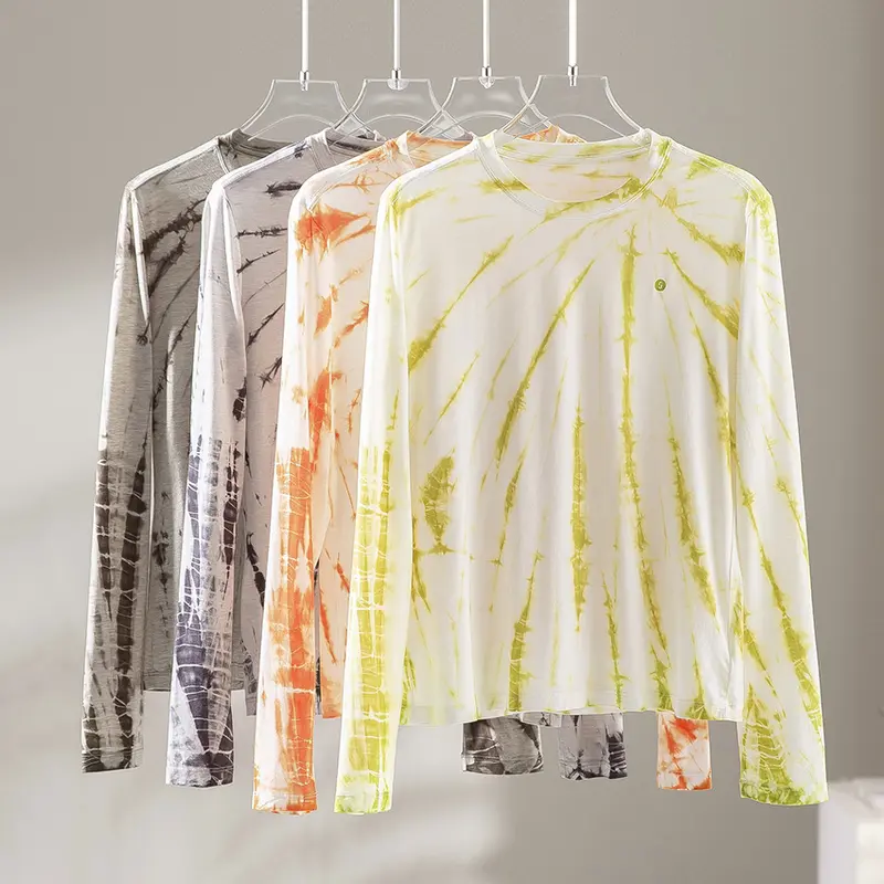 Herren Langärmeliges Batik-Longsleeve mit Slub-Struktur Drune