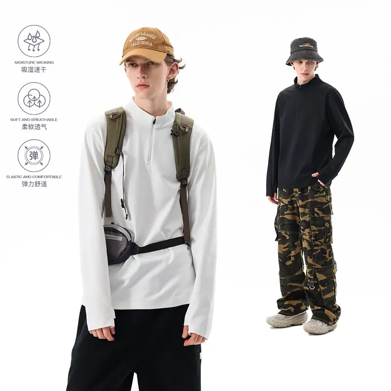 Herren Langärmeliges Halbzip-Sweatshirt mit Stehkragen und weitem Schnitt aus technischem Jersey Drune