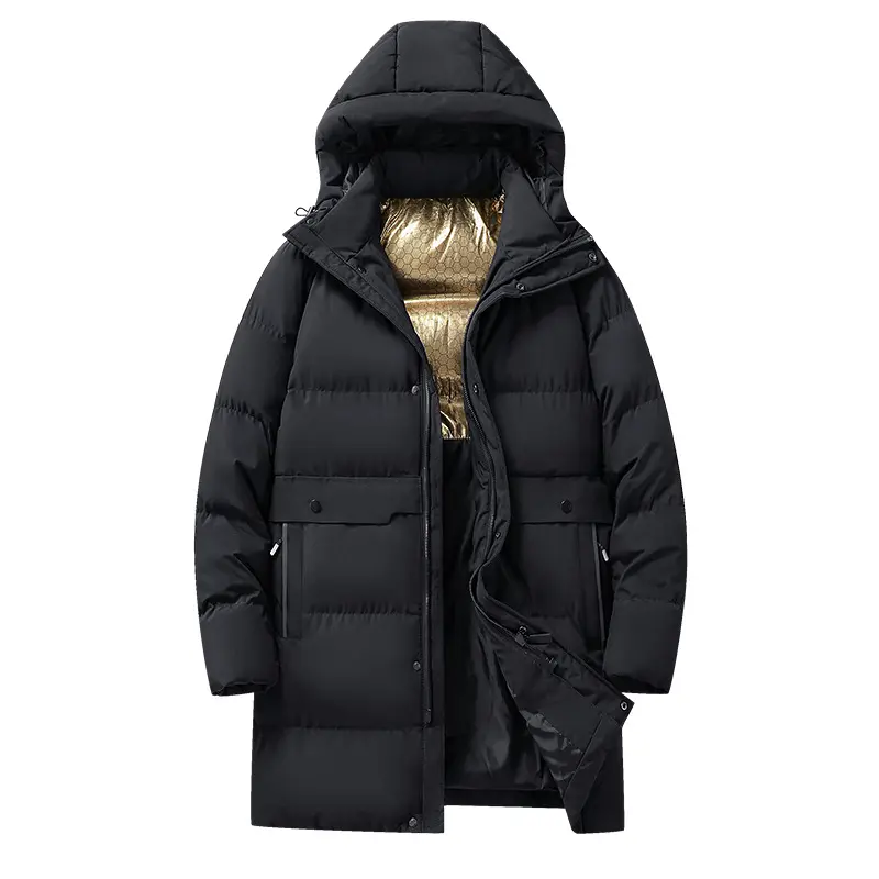 Herren langer gesteppter Winterparka mit Kapuze, wasserabweisender Außenhülle & wärmereflektierendem Innenfutter Drune