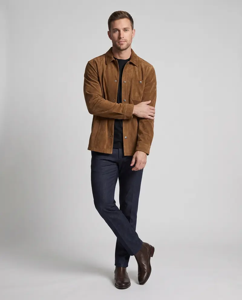 Herren lässige Cord Hemdjacke mit Brusttasche, Druckknopfverschluss und weicher Textur