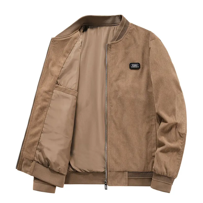 Herren Lässige Cordjacke mit durchgehendem Reißverschluss Drune