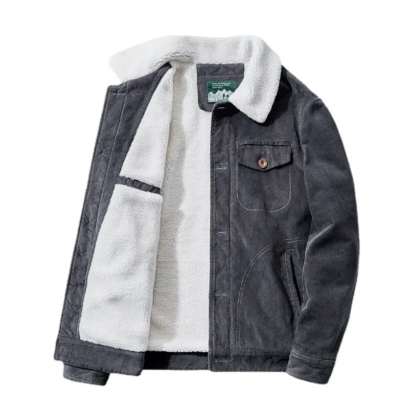 Herren Lässige Cordjacke mit Teddyfutter Drune