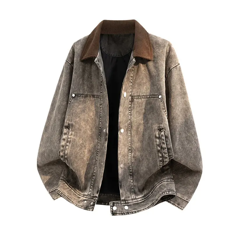 Herren Lässige Denimjacke mit Cordkragen Drune