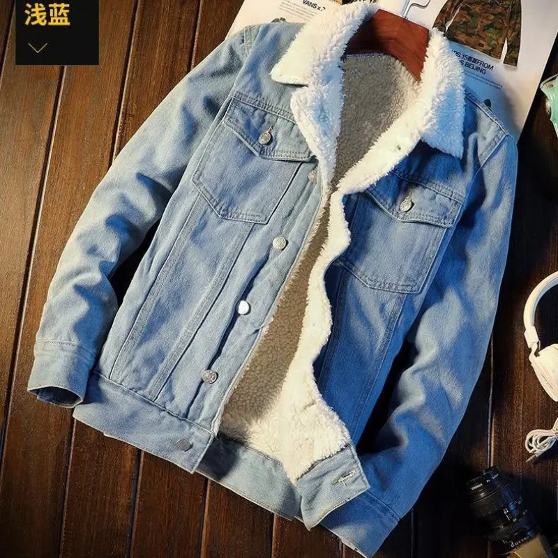 Herren Lässige Denimjacke mit Fleecefutter Drune