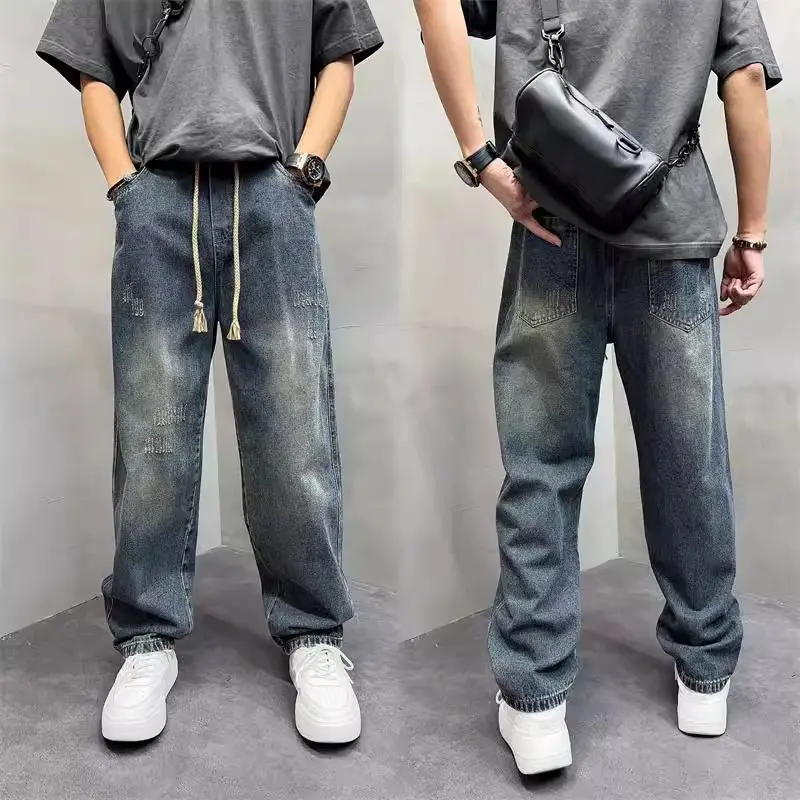 Herren Lässige Distressed Jeans mit weitem Schnitt Drune