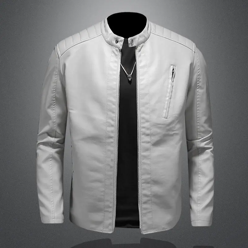 Herren lässige Kunstlederjacke mit Steppdetails Drune