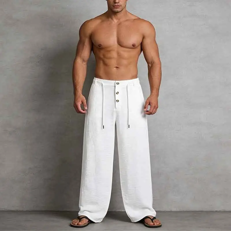 Herren Lässige Leinen-Shorts mit elastischem Bund und praktischem Kordelzug Drune