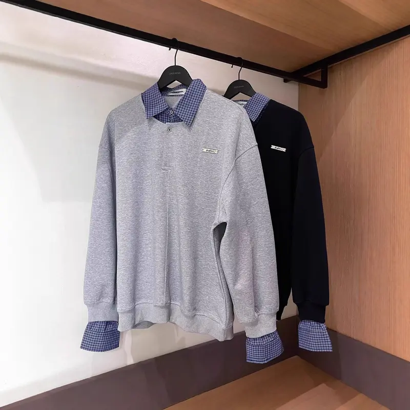 Herren Lässiger Oversized Pullover mit Kragen Drune