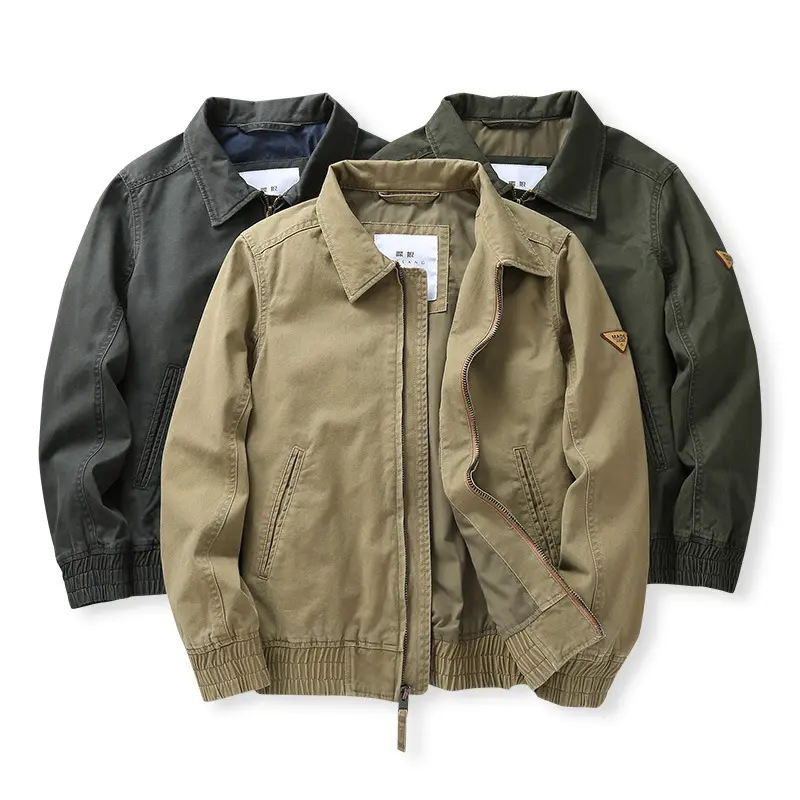 Herren legere Canvas-Fieldjacke mit Reißverschluss und elastischem Saum Drune