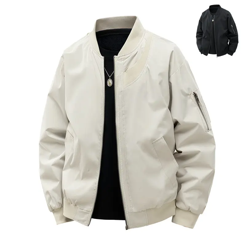 Herren Leichte Bomberjacke im minimalistischen Utility-Look mit Ärmeltasche & Rippbündchen Drune