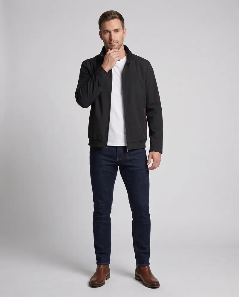 Herren Leichte Bomberjacke mit Teddyfleece-Futter und Stehkragen Drune
