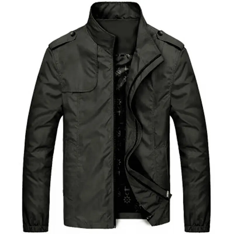 Herren Leichte Fieldjacke mit Stehkragen, Epauletten und gemustertem Innenfutter Drune