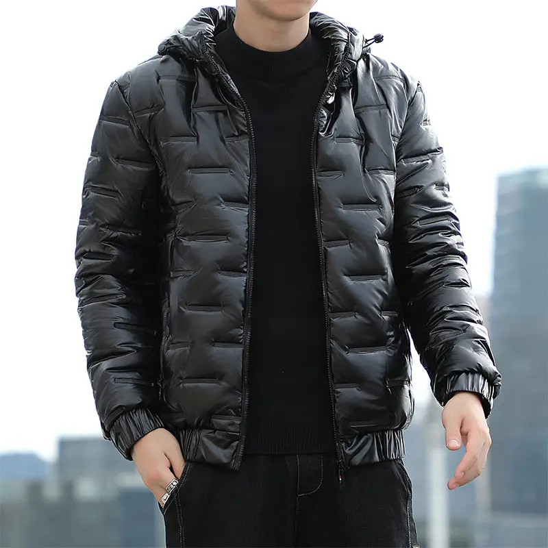 Herren Leichte gesteppte Kapuzen‑Steppjacke mit glänzender Oberfläche und elastischen Bündchen Drune