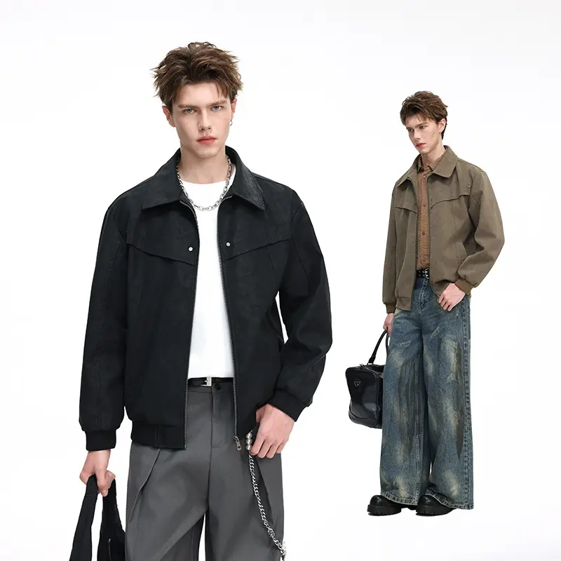 Herren Leichte Harrington‑Jacke im Overshirt‑Stil mit Rippbündchen Drune