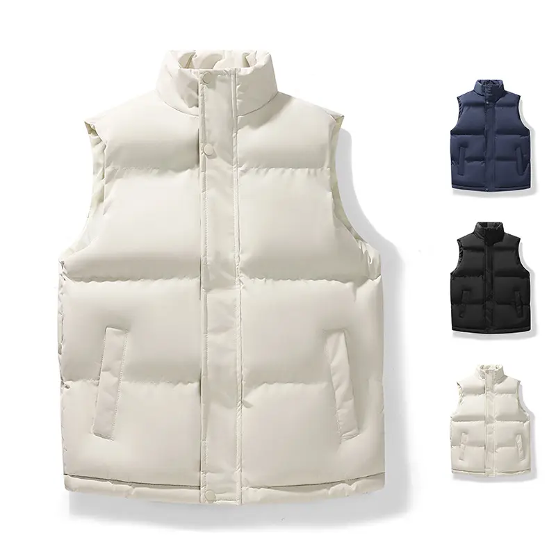 Herren Leichte isolierte Outdoor-Steppweste mit hohem Stehkragen und verdeckter Reißverschlussblende Drune