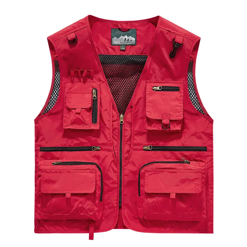 Herren leichte multifunktionale Utility-Anglerweste mit Mesh‑Futter und zahlreichen Reißverschluss‑ und Klappentaschen Drune