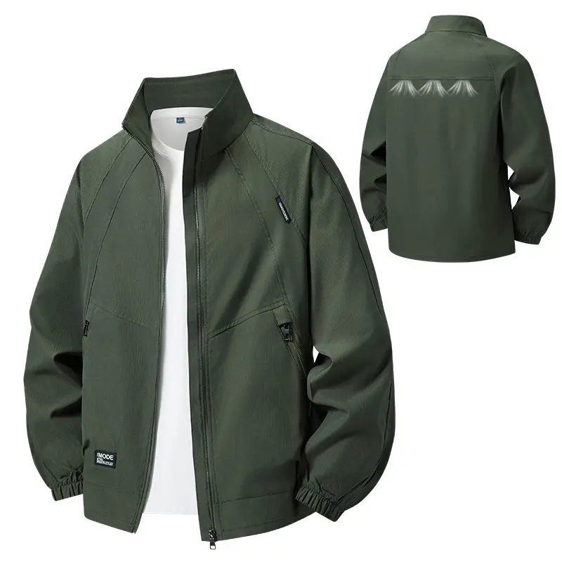 Herren leichte Outdoor-Jacke mit hohem Kragen Drune