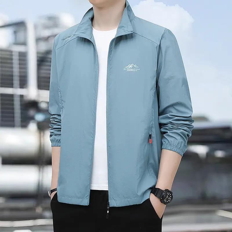 Herren Leichte Outdoor-Jacke mit hohem Stehkragen Drune