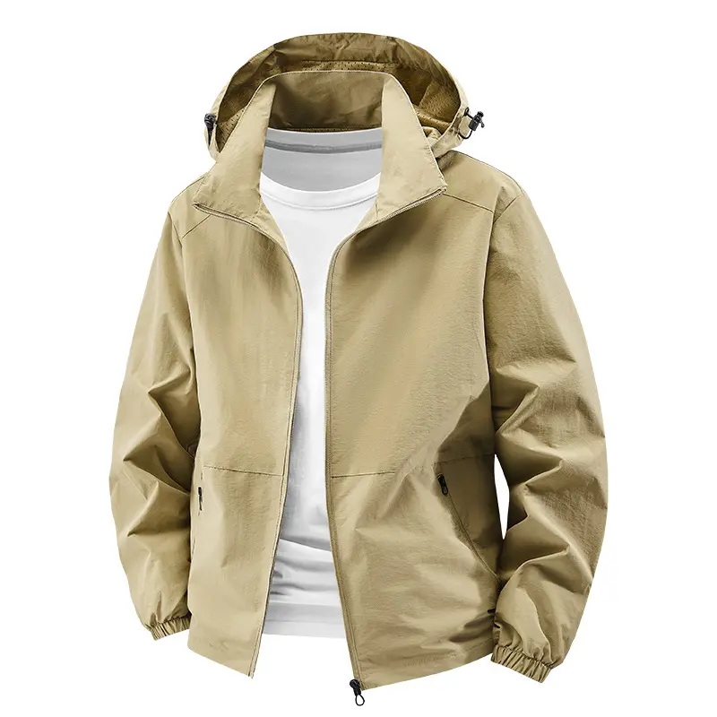 Herren Leichte Outdoor-Jacke mit verstellbarem Kapuzenkragen Drune