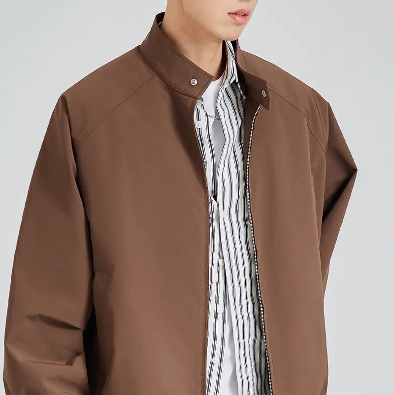 Herren leichte oversized Bomberjacke mit Stehkragen und elastischen Bündchen Drune