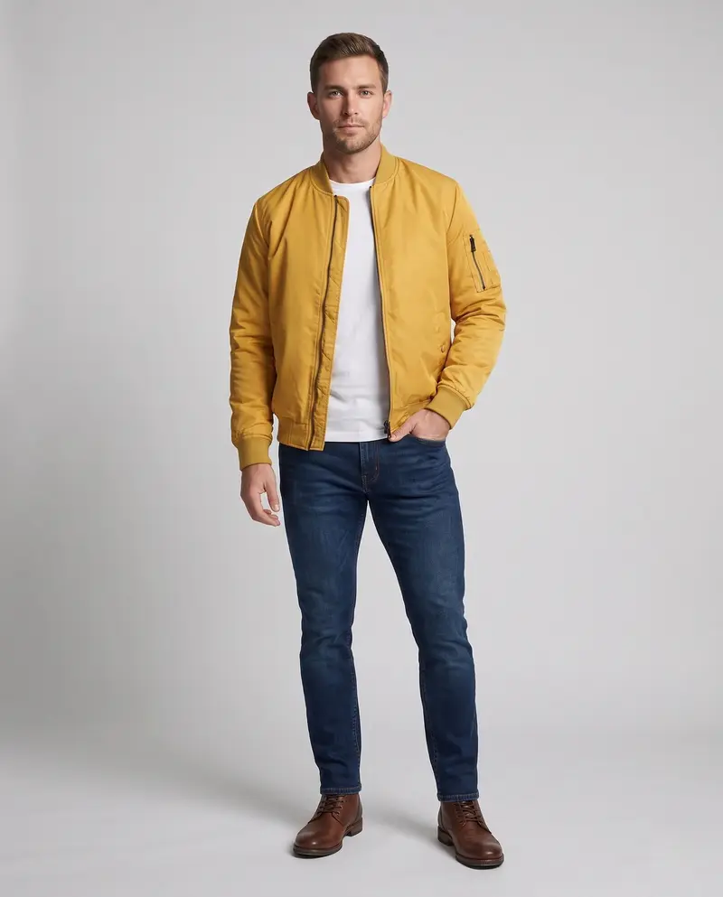 Herren Leichte Pilot Bomberjacke aus technischem Nylon mit Ärmeltasche Drune