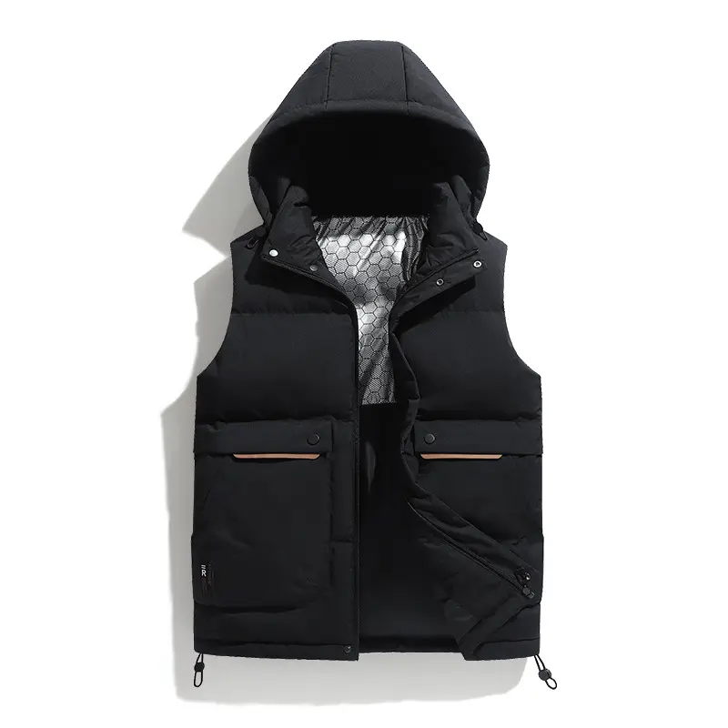 Herren Leichte Pufferweste mit abnehmbarer Kapuze, Thermoisolierung & Utility-Taschen Drune