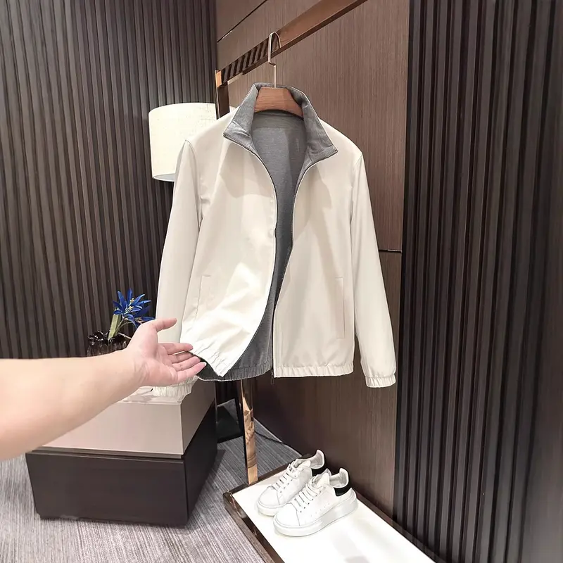 Herren Leichte Reißverschluss-Jacke mit elastischem Saum und kontrastkragen Drune