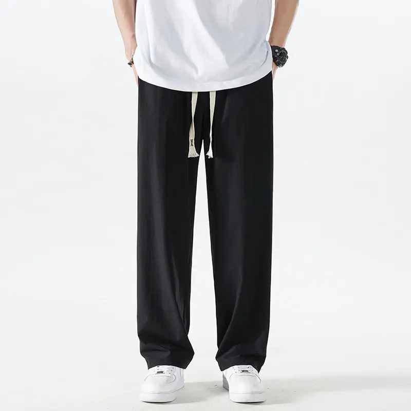 Herren Leichte Relax-Fit-Loungehose aus atmungsaktivem Jersey mit elastischem Tunnelbund, breitem Kordelzug & geripptem Beinabschluss Drune