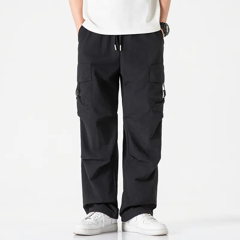 Herren Leichte Ripstop‑Trekking‑Cargohose mit Elastikbund, Kordelzug und Schnallen‑Cargotaschen Drune
