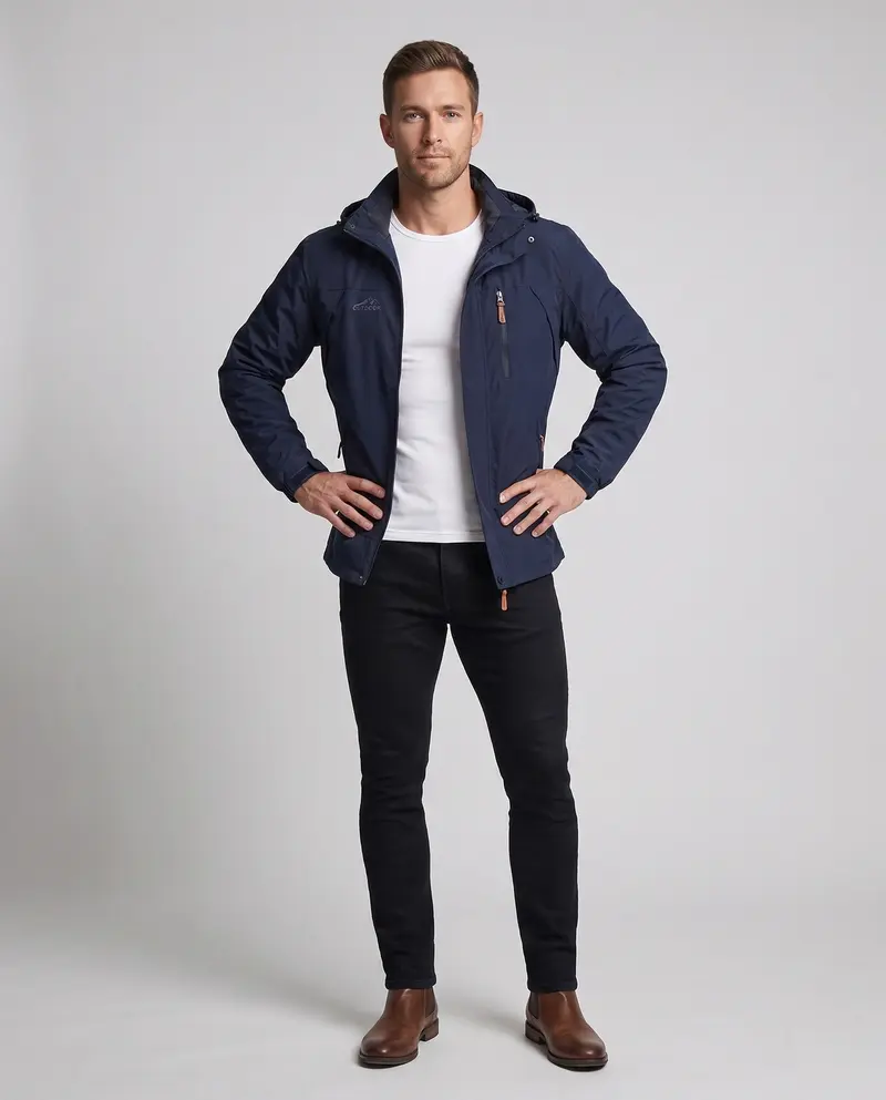 Herren Leichte Softshell Feldjacke mit Kapuze, wasserabweisend und Brustreißverschluss Drune